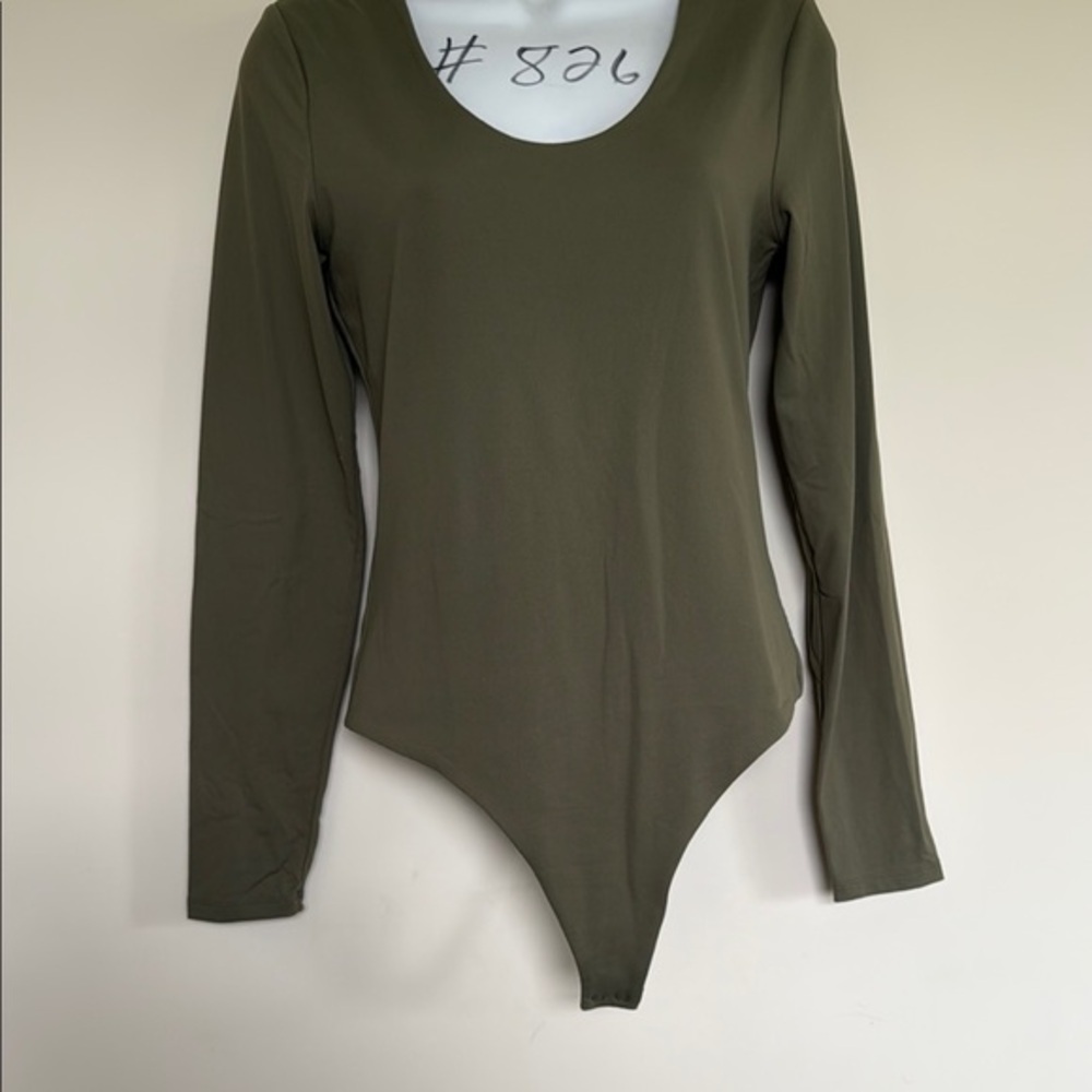 Nuuds Olive Green Long Sleeve Bodysuit